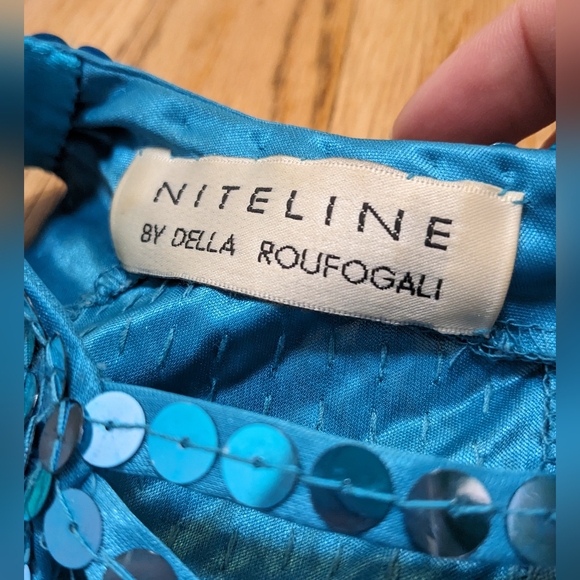 Niteline Vintage Blue Sequin Evening Cocktail Clubbing Mini Dress sz 10 - Picture 5 of 12